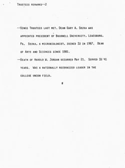 Remarks to IU Trustees, 2 Jun 1984