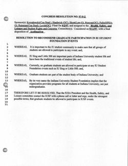 97-9-2 Resolution to Recommend Graduate Participation in IU Student Foundation Events