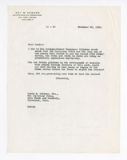 26 November 1952: To: Louis B. Seltzer. From: Roy W. Howard.