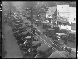 1931, big group of cars, from drug store