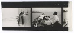 Item 0537. Various shots of Hunter Kimbrough and young Mexican man in canoe. 2 ¼ contact prints on a strip.