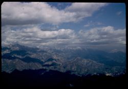 Clouds above the high ridges of the San Gabriel range from top of Mt. Wilson