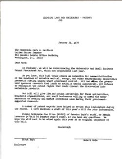 Letter from Birch Bayh and Robert Dole to Mark O. Hatfield, January 30, 1979
