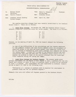 84b: Graduate School Grading System Changes, 25 April 1969