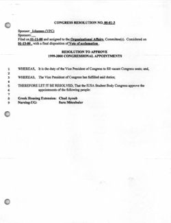 00-01-3 Resolution to Appoint 1999-2000 Congressional Appointments