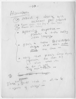 Draft fragment, p. 10, Alternatives, (3) school of choice...,undated