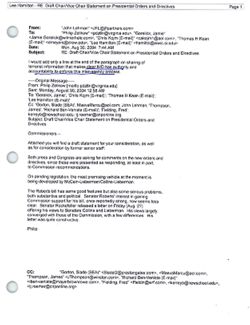 Email from John Lehman to Philip Zelikow , Jamie Gorelick, Chris Kojm, Thomas Kean, and Lee Hamilton (cc to other commissioners) re Draft Chair/Vice Chair Statement on Presidential Orders and Directives, August 30, 2004 7:44 AM
