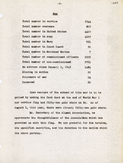 "Notes for Remarks at the Service Flag Ceremony." Indiana University Union Building. Aug. 22, 1943