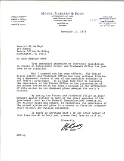 Letter from A. C. Body to Birch Bayh, November 14, 1979