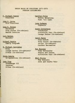 No Date – Union Board Directors, 1972-1973
