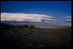 White cloud above Panamint Range from Desert South of Trona. Inyo County, California.