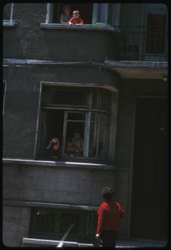2 windows and a pedestrian in Cihangir Istanbul