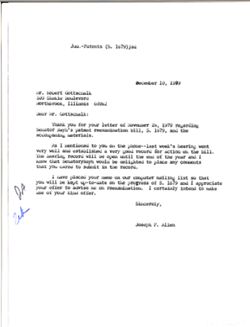 Letter from Joseph P. Allen to Robert Gottschalk, December 10, 1979