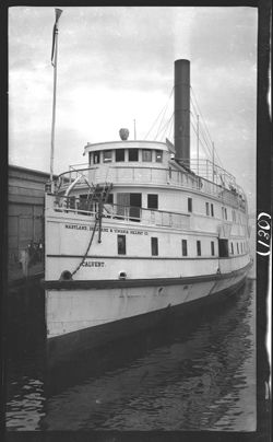 Mary. Del., & Virg. R.R. Co., Calbert, Baltimore, N.Y.P.N. wharf, Norfolk, Aug. 28, 1910, 7:50 a.m. Started on Cape Charles trip at 8:25 a.m