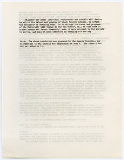 Statement by the Faculty Council Concerning President Stahr’s May 17, 1968 Remarks on Racial Discrimination, ca. June 1968
