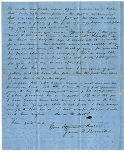James Penn Bennett, Bolivar [TN] to wife, New Harmony., 1862, Nov. 2