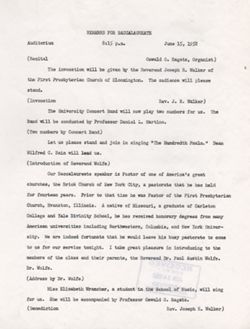 "Remarks Baccalaureate." -Auditorium June 15, 1952