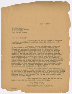 [E.A. Fearn?] to Dranes, offer to record for Okeh in Chicago, May 4, 1926