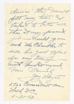 2 June 1943: To: William G. Chandler. From: Roy W. Howard.