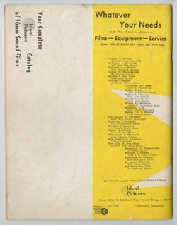 Ideal Pictures Corporation: Motion Pictures catalog (38th edition), 1958