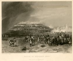 Battle of Bunker's Hill, showing lines of troops engaging in battle