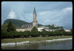 Evangelische Kirche of Schwarz strasse faces river Salzach Salzburg X