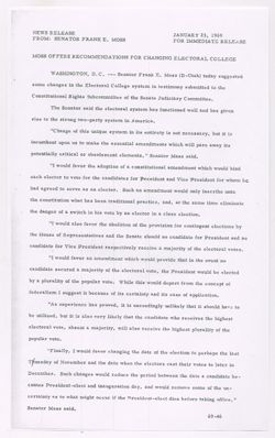 Hearings - Statements: Moss, Frank E. (Press Release), Jan 23 1969(Oversize)