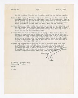 30 May 1951: To: William W. Hawkins. From: Roy W. Howard.