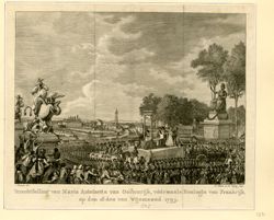 Terechtstelling van Maria Antoinetta van Oostenrijk, voormaals Koningin van Frankrijk, op den 16 den van Wijnmaand 1793