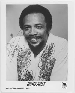 Quincy Jones portrait, autographed