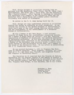 15: Memorial Resolution for Associate Professor Stephen Geoffrey Savage, ca. 02 February 1965