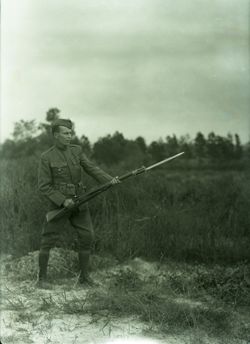 No title given- Native American soldier with bayonet, probably Joseph LaJeunesse. 