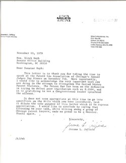 Letter from Jerome L. Jeffers to Birch Bayh, November 13, 1979