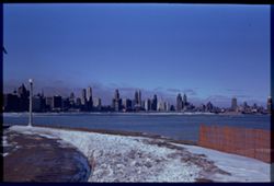 Chicago's skyline from Northerly Island on a winter day.