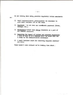 Memo from Joe, Jessica and David to Eve re Small Business Bills, September 11, 1979