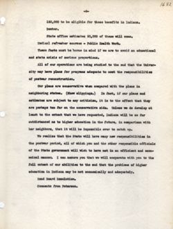 "Notes for Remarks to Budget Committee: The State of the University." -State House, Indianapolis. Dec. 21, 1944