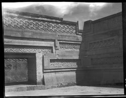 Another study of interior of ruins at Mitla, showing carvings