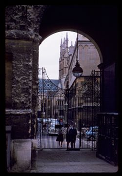 Oxford University  Through arch toward Merton's Chapel