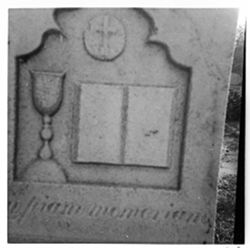 Glass ? Bible Cross, Latin inscription (R.I.P.)