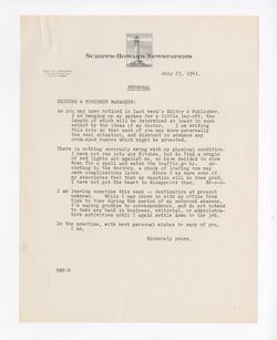 23 July 1941: To: Editors & Business Managers. From: Roy W. Howard.