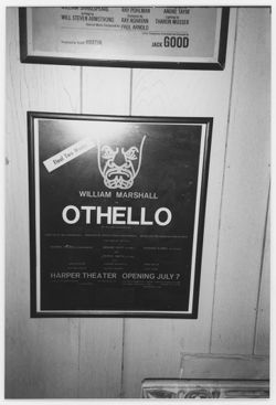 Photograph of Othello poster for theatrical performance featuring William Marshall
