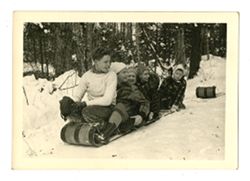 Peggy Howard with others on sled