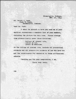 Indiana University President's Office correspondence, 1913-1937, C286