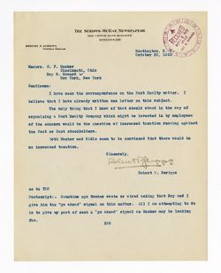 30 October 1922: To: Charles F. Mosher & Roy W. Howard. From: Robert P. Scripps.