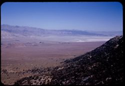 Owens valley and Owens Dry Lake at right seen from Mt. Whitney road. Inyo co. - California.