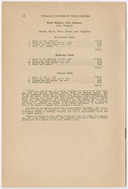 "Student Employment Scholarships, Basic Budgets at Indiana University, 1945-46" vol. XXXIII, no. 1