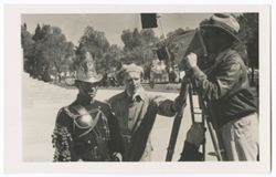 Item 49. From left, a soldier, Tissé, Eisenstein at camera.