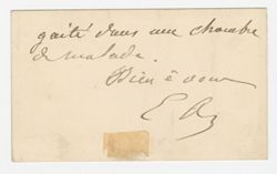 undated.Augier, Émile, 1820-1889, dramatist. 43, Rue de Clichy. To “mon cher poète.” Note of thanks. A.L.S.