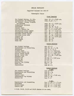 Calendar for 1956-1957, ca. 31 May 1955