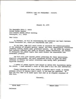 Letter from Birch Bayh and Robert Dole to Orrin G. Hatch, January 30, 1979